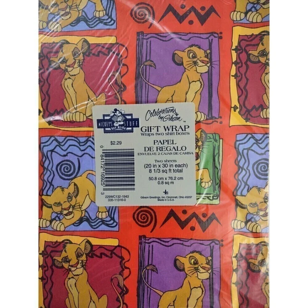 Lot Of 8 Packages Gift Wrap Disney Mickey Vintage Lion King Winnie Pooh